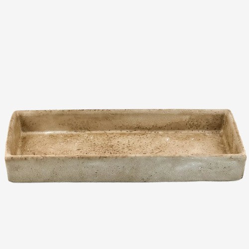 Steingut Tablett rechteckig beige 30x12x4cm